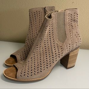 Tom’s Booties Womens 11 Majorca Peep Toe Block Heels NWT